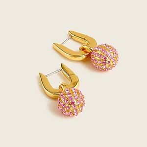 J.CREW Pave’ Ball Huggie Hoop Earrings NWT PinkGld